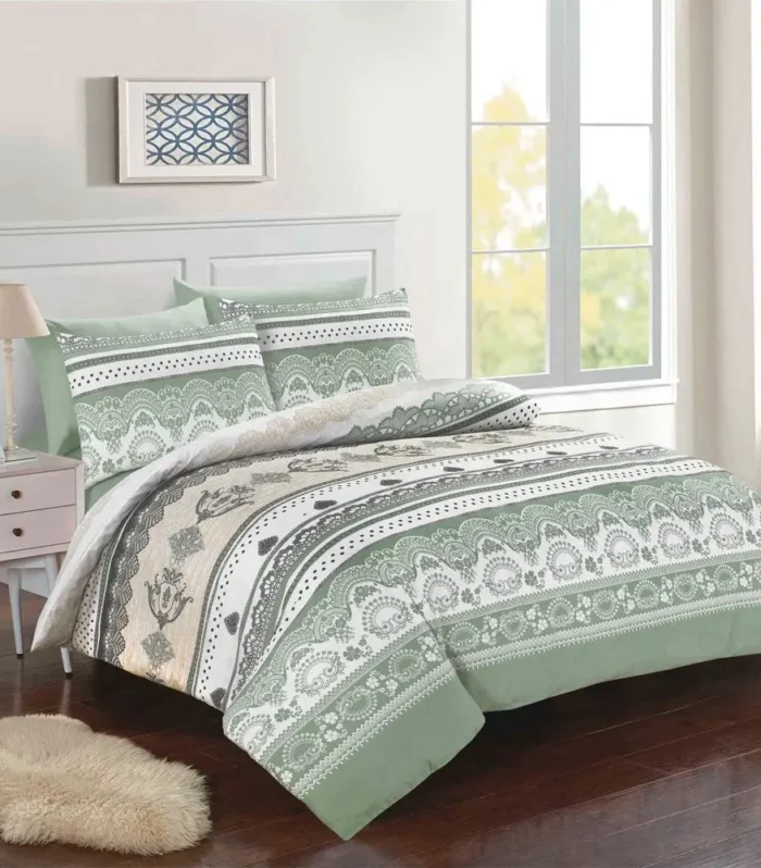 Chloe Ornate Damask Print Reversible Duvet Cover Set