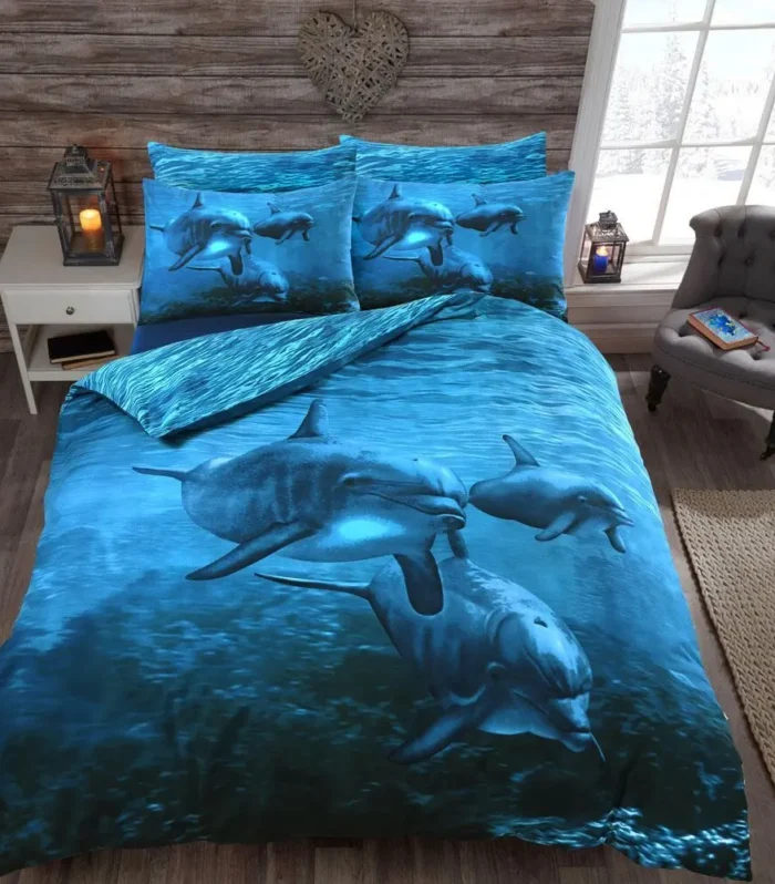 Dolphin 3D Photographic Print Duvet Cover Set