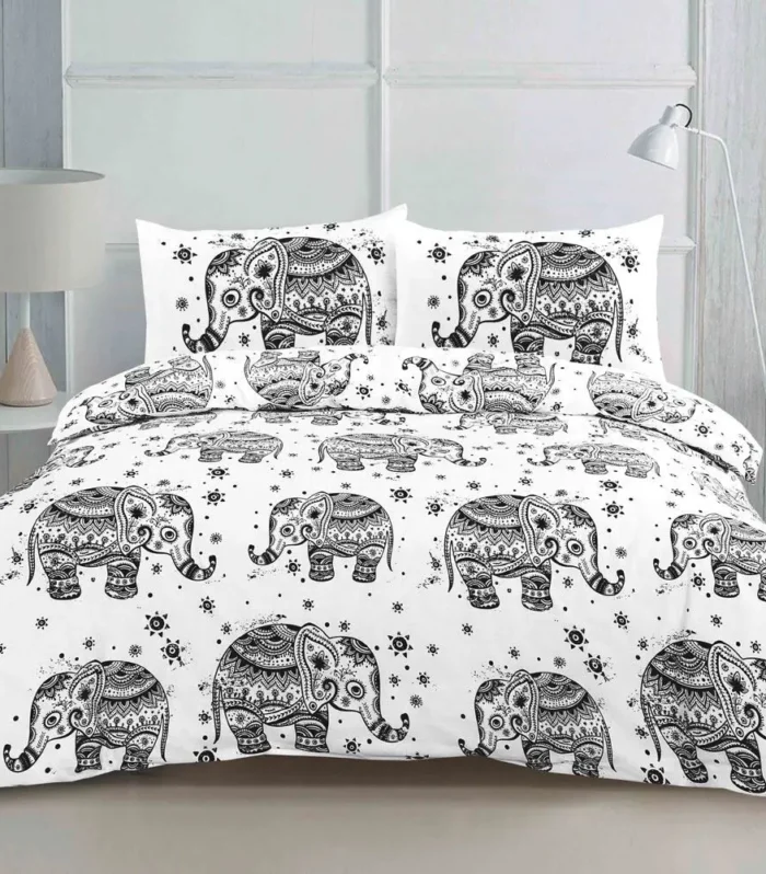 Elephant Print Reversible Duvet Cover Set