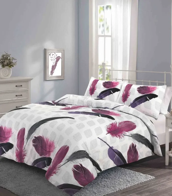 Feathers Print Reversible Duvet Cover Set