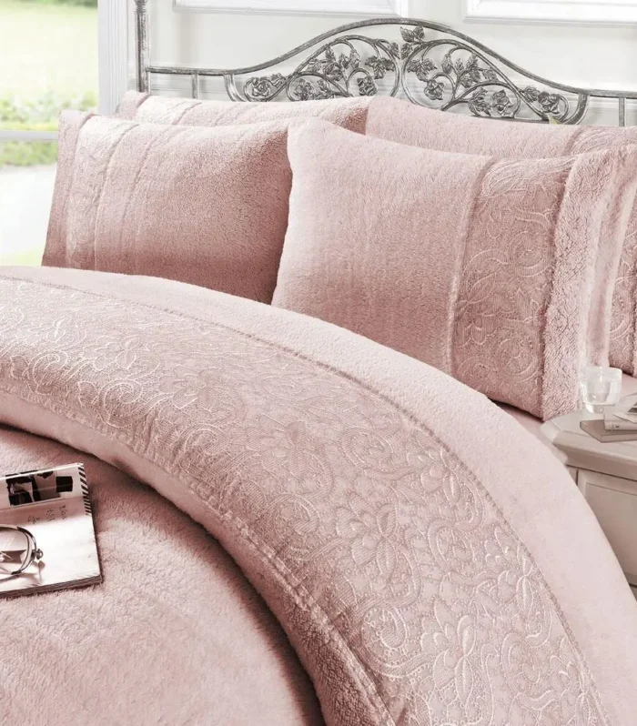 Grace Embroidered Lace Teddy Fleece Duvet Cover Set