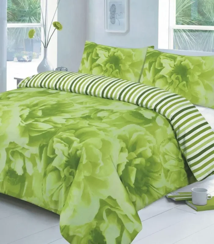 Rose And Stripe Print Reversible Duvet