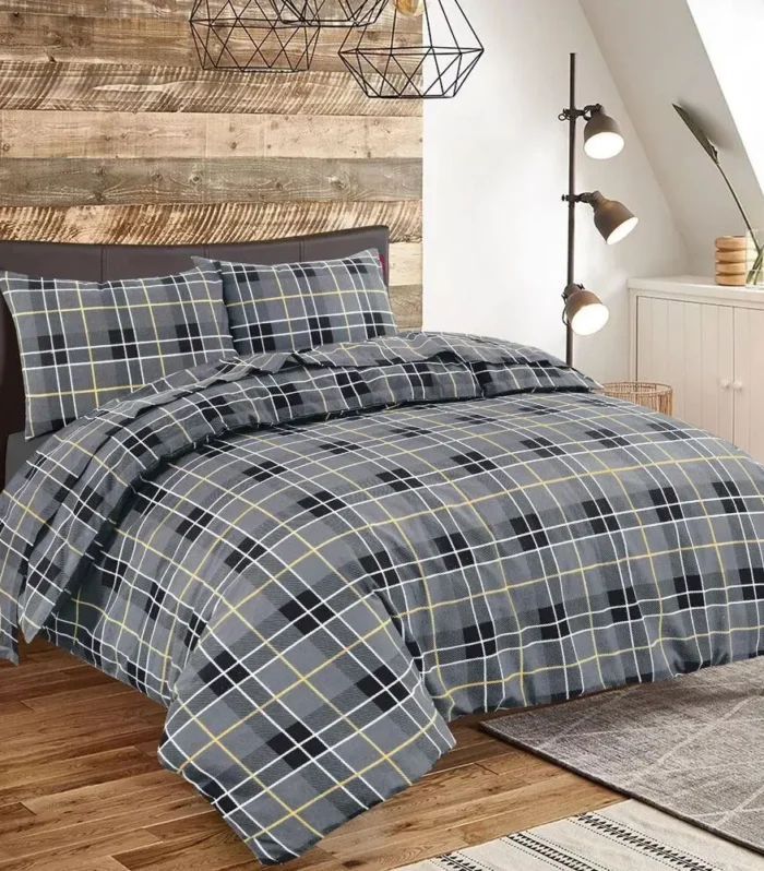 Tartan Check Thermal 100% Brushed Cotton Flannelette Duvet Cover Set