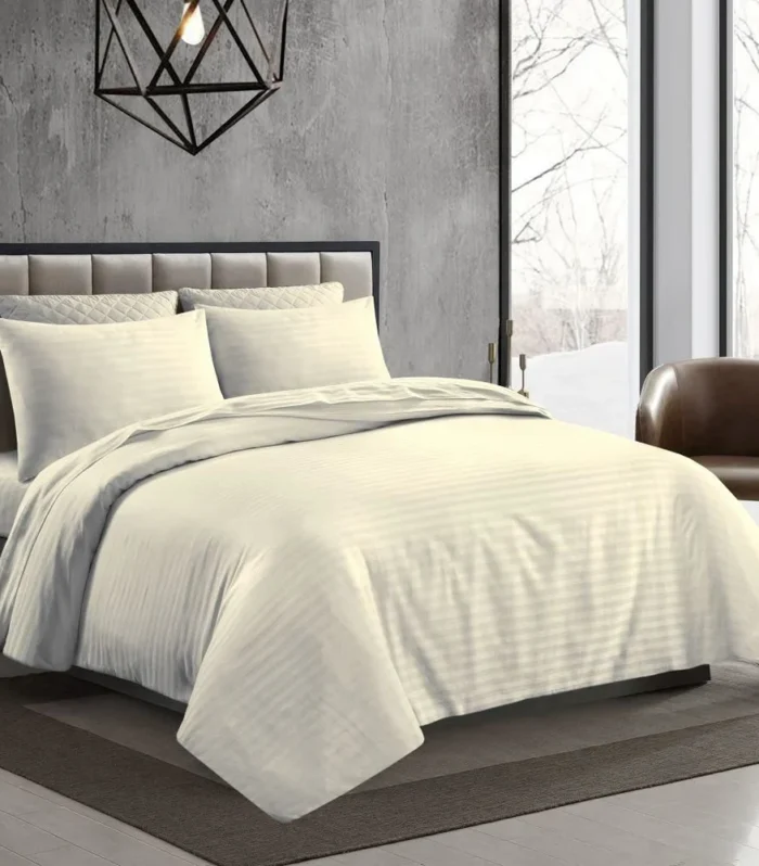Satin Stripe 100% Cotton 250 Thread Count Duvet Cover Set
