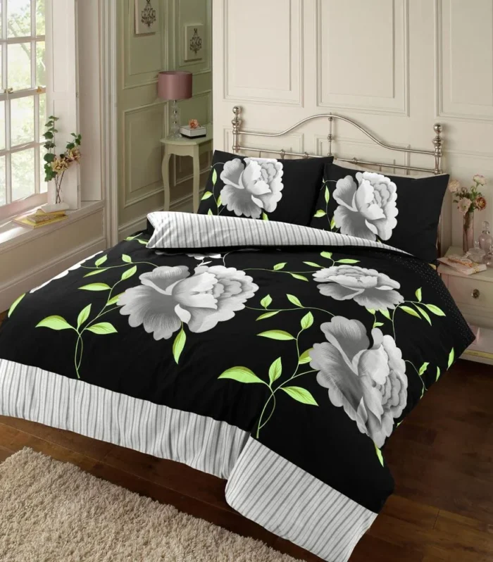 Rosaleen Floral Stripe Reversible Duvet Cover Set