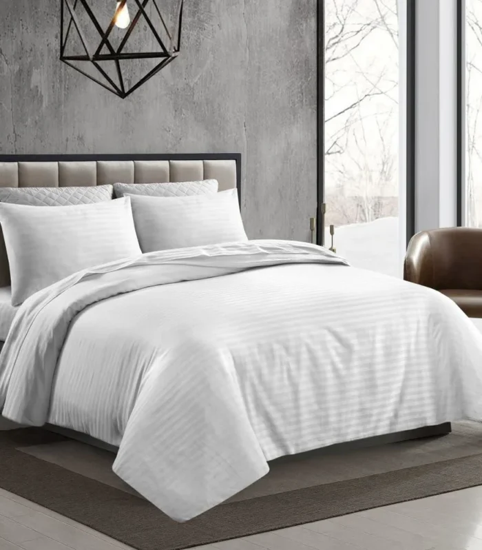Satin Stripe 100% Cotton 250 Thread Count Fitted Sheet